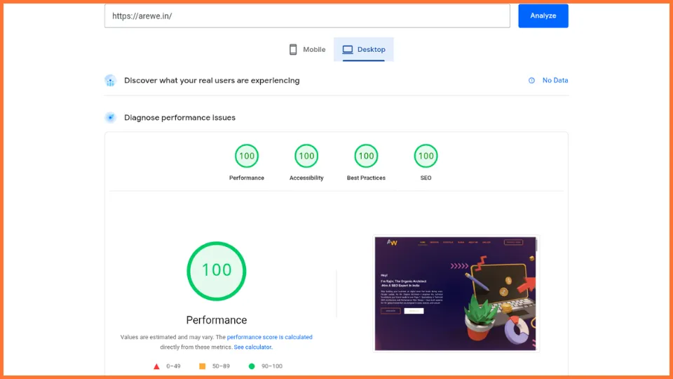 Are We Website Performance - Desktop